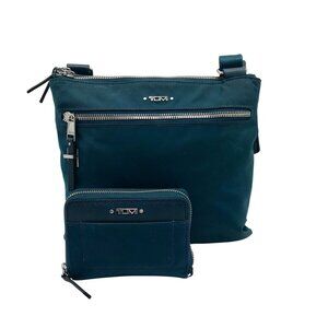 Tumi Teal  Nylon Voyageur Tula Crossbody & Wallet